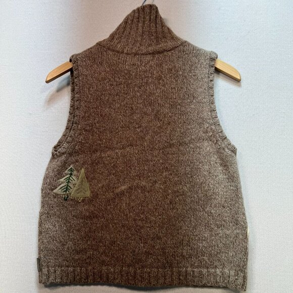 Woolrich Women 100% Wool Vest Sweater Medium Full Zip Turtleneck Tan Cozy Knit - Picture 9 of 11